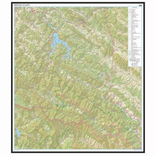 Bieszczady mapa ścienna 1:50 000, 100x110 cm, ArtGlob
